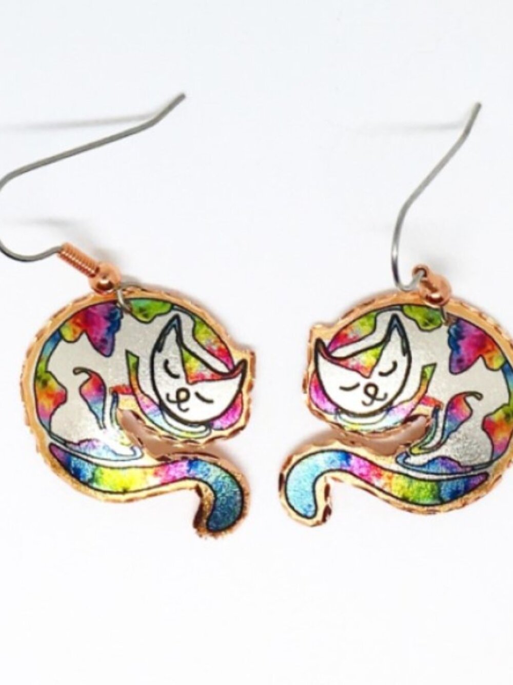 Colorful cat earrings